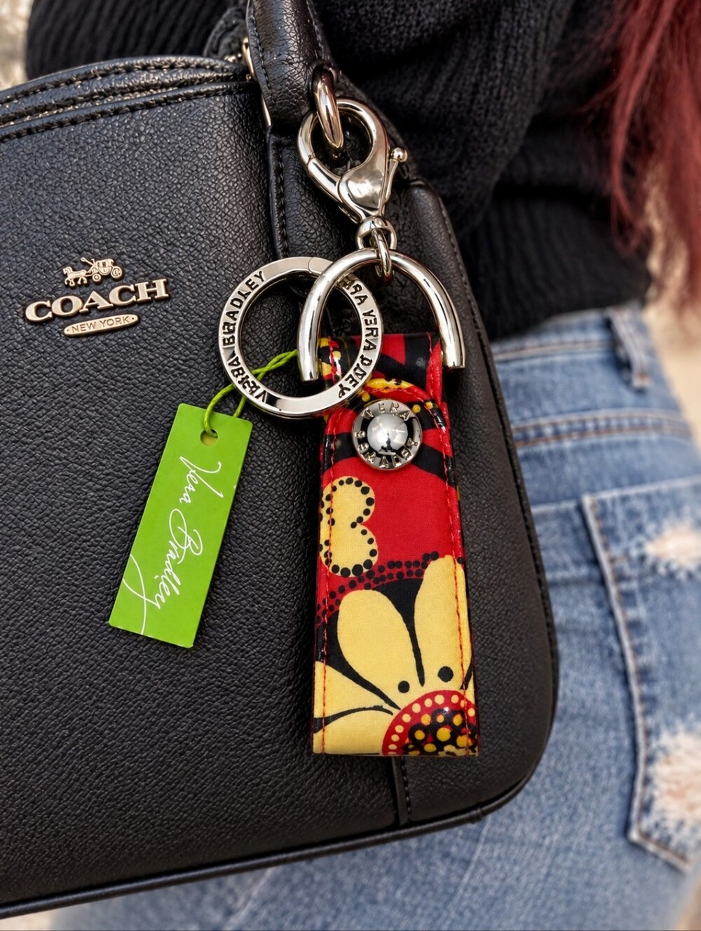 Vera Bradley Red & Yellow Floral Key Fob